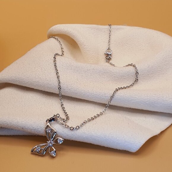 Dainty Butterfly Beautiful 925 Silver Plated Necklace for Women, INDN8640 - Picture 5 of 8